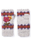 Lost Horizons Knitwear Wildflower Embroidered Wool Handwarmers in Light Natural