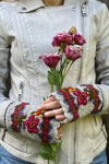 Lost Horizons Knitwear Wildflower Embroidered Wool Handwarmers in Light Natural