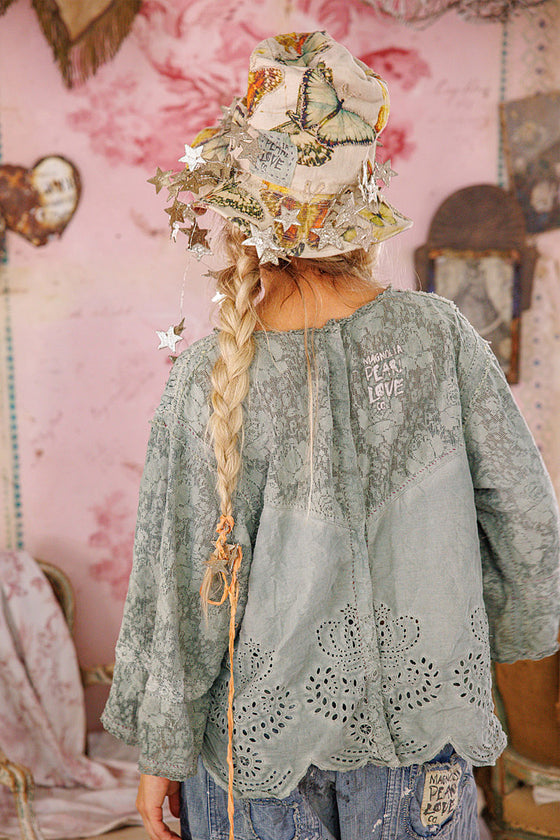 Magnolia Pearl Crochet Jodi Blouse in Seafoam Gray - TOP2320-SEFMG-OS