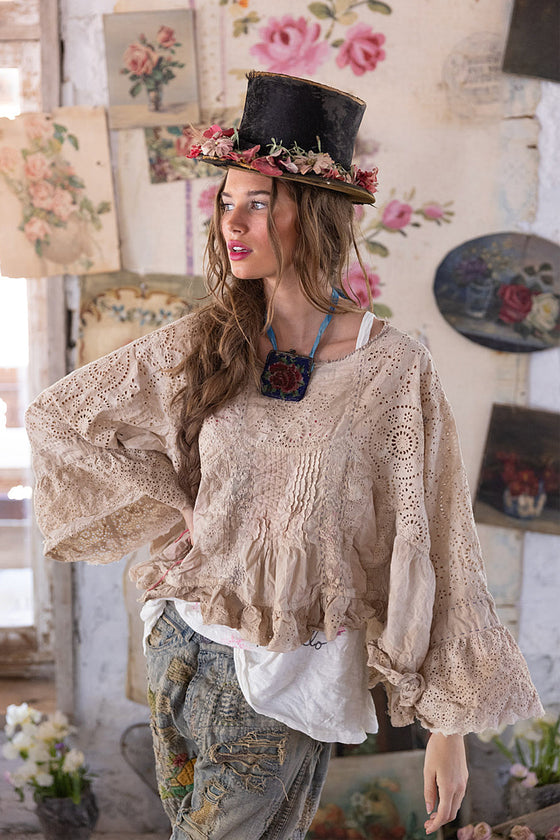 Magnolia Pearl Eyelet Dea Blouse in Swan - TOP2212-SWAN-OS