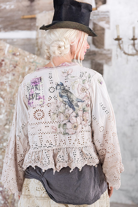 Magnolia Pearl Eyelet Lise Lotte Piano Shawl in Pinksalt - JACKET899-PINKSA