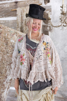  Magnolia Pearl Eyelet Lise Lotte Piano Shawl in Pinksalt - JACKET899-PINKSA