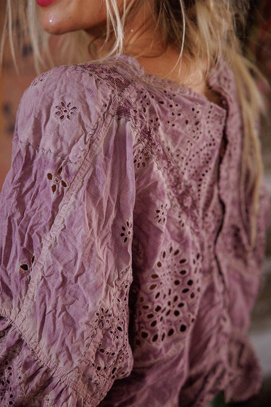 Magnolia Pearl Eyelet Rosemary Blouse in Purple Boba - TOP2215-PPBOB-OS
