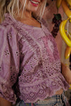 Magnolia Pearl Eyelet Rosemary Blouse in Purple Boba - TOP2215-PPBOB-OS