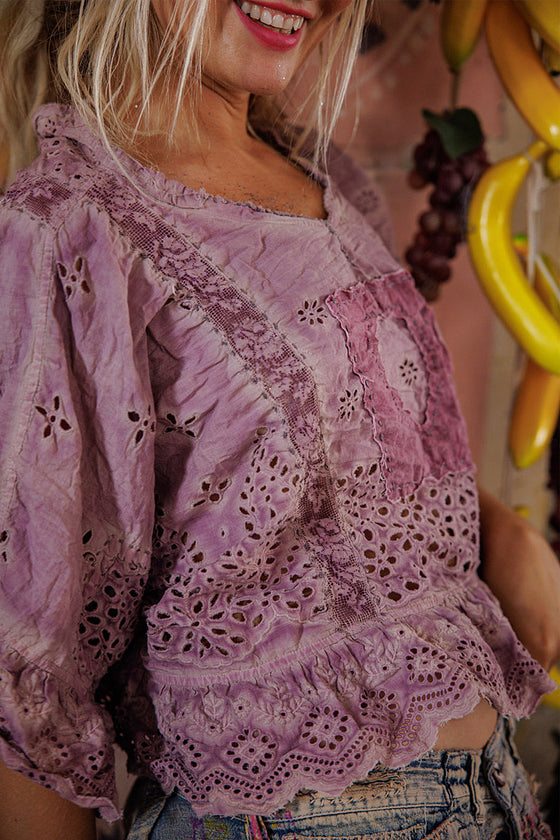 Magnolia Pearl Eyelet Rosemary Blouse in Purple Boba - TOP2215-PPBOB-OS