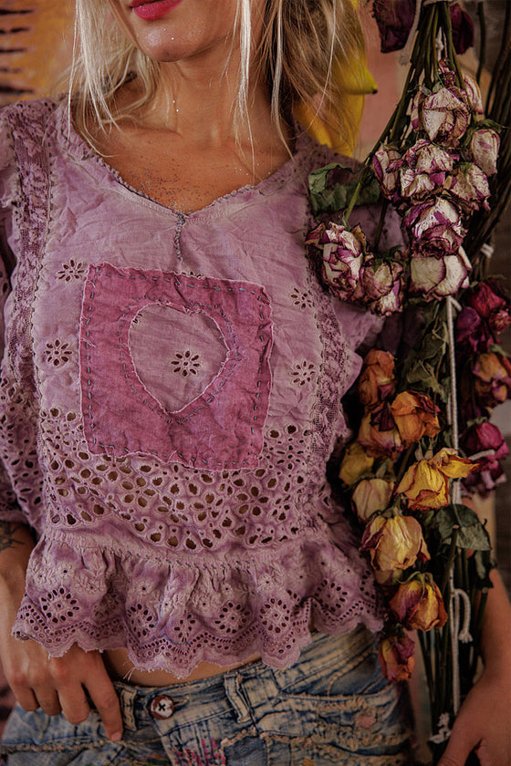 Magnolia Pearl Eyelet Rosemary Blouse in Purple Boba - TOP2215-PPBOB-OS