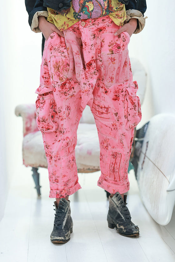 Magnolia Pearl Floral Pasha Cargo Pants in Azalea - PANTS547-AZALE