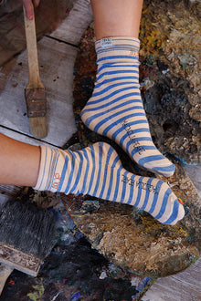  Magnolia Pearl French Stripe MP Socks in Big Top Blue - SOCKS125-BTBL-OS