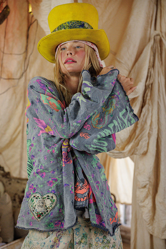 Magnolia Pearl Graphics Raji Hoodie in Prince - TOP2983-PRNCE-OS