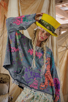  Magnolia Pearl Graphics Raji Hoodie in Prince - TOP2983-PRNCE-OS