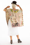 Magnolia Pearl European Cotton Floral Great Spirits Bretta Poncho with Applique and Ric Rac Trim in Great Spirit