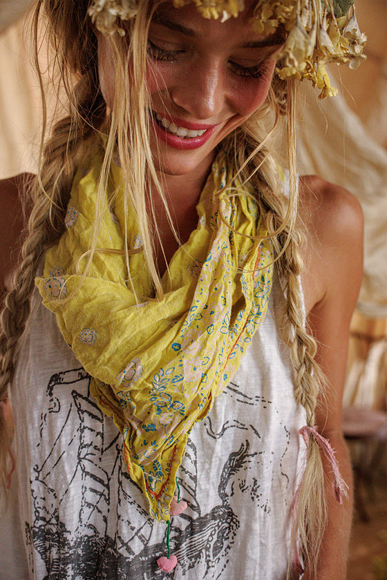 Magnolia Pearl MP Floral Tassel Scarf in Cloverfield - SCARF230-CLVRF-OS