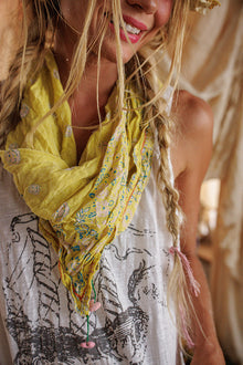 Magnolia Pearl MP Floral Tassel Scarf in Cloverfield - SCARF230-CLVRF-OS