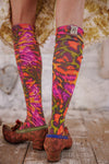 Magnolia Pearl Neon Leopard OTK Socks in Hairband - SOCKS183-HRBND-OS