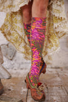 Magnolia Pearl Neon Leopard OTK Socks in Hairband - SOCKS183-HRBND-OS