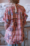 Magnolia Pearl Patchwork Idgy Ruffle Shirt in Madras Azalea - TOP1511-MADAZ