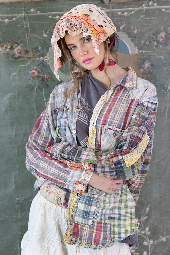 Magnolia Pearl Patchwork Kelly Western Shirt in Madras Rainbow - Top 1508