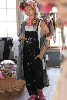  Magnolia Pearl Peace Painters Overalls in Midnight