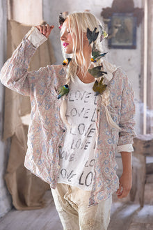  Magnolia Pearl Poplin Collar Boyfriend Shirt in Floraison - TOP943-FLRSN