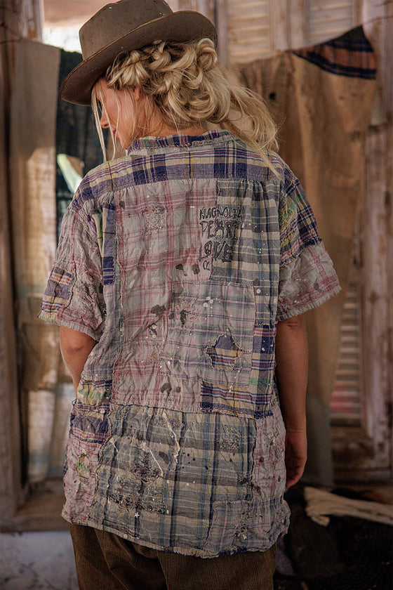 Magnolia Pearl YD Patchwork Perletta Shirt in Madras Rainbow - TOP2569-MADRB-OS