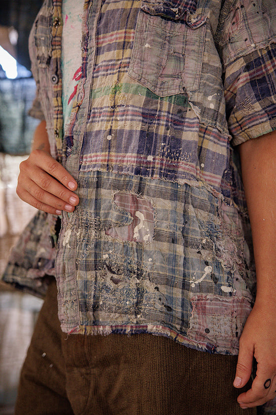 Magnolia Pearl YD Patchwork Perletta Shirt in Madras Rainbow - TOP2569-MADRB-OS