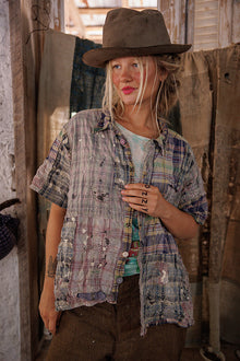  Magnolia Pearl YD Patchwork Perletta Shirt in Madras Rainbow - TOP2569-MADRB-OS