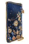 Mary Frances Accessories Fairy Dust and Floral Blue Beaded Crossbody Phone Bag