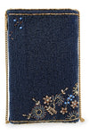 Mary Frances Accessories Fairy Dust and Floral Blue Beaded Crossbody Phone Bag