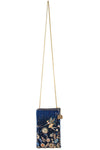 Mary Frances Accessories Fairy Dust and Floral Blue Beaded Crossbody Phone Bag