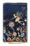 Mary Frances Accessories Fairy Dust and Floral Blue Beaded Crossbody Phone Bag