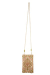 Mary Frances Accessories Gentle Touch Pink and Green Floral Beaded Crossbody Phone Bag