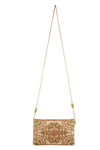 Mary Frances Accessories Gentle Touch Pink and Green Floral Beaded Crossbody Phone Bag