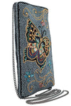 Mary Frances Accessories Mariposa Beaded Butterfly with Blue Crossbody Phone Bag