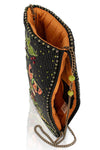 Mary Frances Enchanting Evening Beaded Black and Green Crossbody Bag