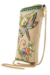 Mary Frances Soaring Spirit Beaded Dragonfly and Floral Crossbody Bag