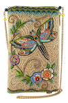 Mary Frances Soaring Spirit Beaded Dragonfly and Floral Crossbody Bag