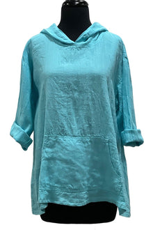  Match Point 3/4 Sleeve With Hood Top in Aqua Style LT367