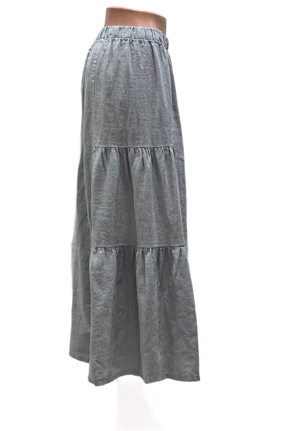 Match Point Linen Capri Cha Cha Pant in Silver Style HLP150