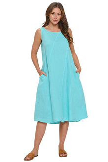  Match Point Round Neck Sleeveless Dress in Aqua Style HLD1204