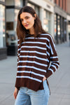 Mersea Amour Sweater in Coclolate/Icing Blue