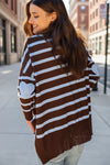 Mersea Amour Sweater in Coclolate/Icing Blue