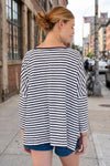 Mersea Catalina Slub Tee in White and Navy Stripe Ringer Petite