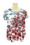 Inoah "Poppy Chic" Burnout Ruffled Short Sleeve Top T1706BO-AE155