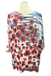 Inoah "Poppy Chic" One Size V-Neck Dolman Sleeve Top T995BO-AE155