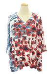 Inoah "Poppy Chic" One Size V-Neck Dolman Sleeve Top T995BO-AE155