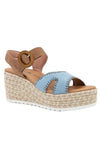Naot Footwear Majorca Sandal in Latte Brown Leather with Denim
