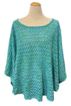 Oh My Gauze Honeycomb Cotton Gauze Overlay Top in Washed Seafoam