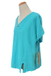 Oh My Gauze Mike Cotton Gauze Top in Glacier
