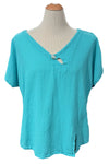 Oh My Gauze Mike Cotton Gauze Top in Glacier