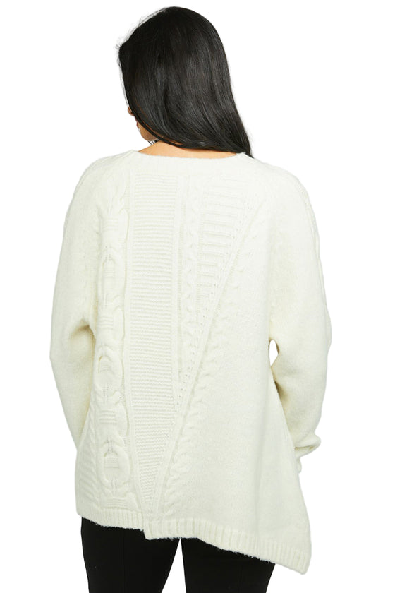 Olivia By Habitat Clothes Cozy Cables Pullover in Winter White